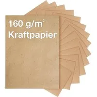 Bastelfreund® Kraftpapier 100x Blatt Kraftpapier DIN A4 - 160 g/m² - Naturpapier - Druckpapier, Bedruckbar, Papierstärke 200 g/m²
