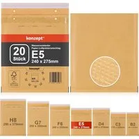 KONZEPT Versandtasche Luftpolsterumschläge, Gepolsterte Briefumschläge, Luftpolstertaschen für Brief, Unterlagen CD, Fotos, Bücher, Kleidung