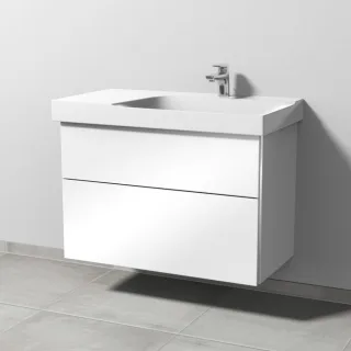 Sanipa 3way Waschtischunterbau zu Geberit Xeno2 Waschtisch mit 2 Auszügen, Weiß-Glanz BS66378