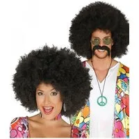 Horror-Shop Kostüm-Perücke Afro Perücke schwarz für Hippie Motto Party & Fasc