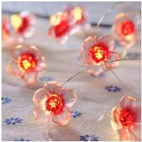 Lights4fun LED-Lichterkette 20er LED Micro Lichterkette außen pinke Kirschblüten