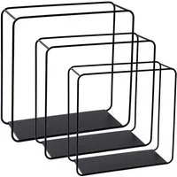 BERLINLODGE® Wandregal Wandregal Metall 3er Set Schwarz Hängeregal Wanddeko und Ablage, Modernes Regal Wandmontage Würfelregal Hängeregal Wohnzimmer