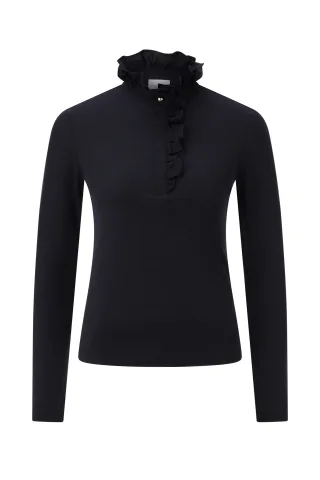 Rich & Royal - Organic Frill Longsleeve black - Gr. - S