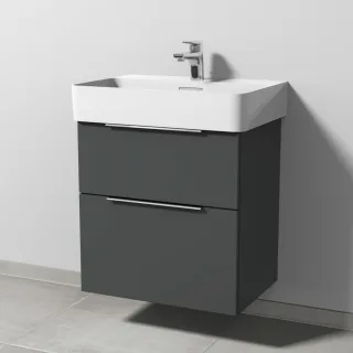 Sanipa 3way Waschtischunterbau zu Laufen VAL Waschtisch mit 2 Auszügen, Anthrazit-Matt UM82122