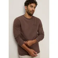 Man's World Rundhalsshirt schmale Passform, mit Langarm, unifarben, mit Print und Stickerei