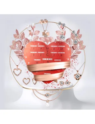 Adventskalender Herz - 14 Juwelen - Rose Gold und Kristall