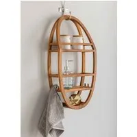 Destiny Duschablage SPA & LIVING, Wandregal, 2 Ablagefächer, oval 33x12,5x62cm, Teak