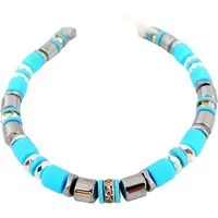 traumschmuck Armband 605aarm Armband Walzen Scheiben türkis Hämatit Strass (incl. Schmuckbox), handgefertigt, Made in Germany
