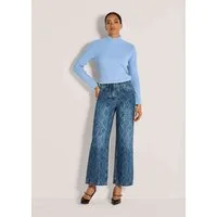 MADELEINE Gerade Jeans Kurzgröße: Culotte-Jeans mit Ornament-Print Weit geschnittene Denim mit einzigartigem Druck, hoher Bund