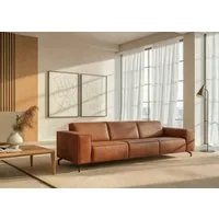 Home affaire 3-Sitzer Lorcan 257 cm, weiches Sitzgefühl, mit schwarzen Metallfüßen, Lederoptik und in weichem Strukturstoff