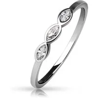 BUNGSA Fingerring 57 (18.1) Schmaler Kristallring Damen 3 Zirkonia Steinen Marquise (Ring, 1-tlg), Frauen Mädchen