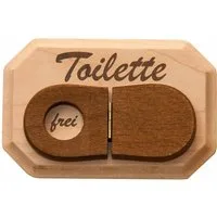 Spruchreif® Hinweisschild WC Schild aus Holz · Toilettenschild mit WC-Deckel zum Umklappen