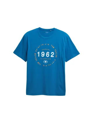 Tom Tailor - T-Shirt mit Logo-Print blue petrol - Gr. - XXL