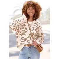 LASCANA Jacquardpullover mit Leomuster, dicker Strickpullover, Animalprint, modisch