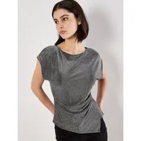 Apricot Paillettenshirt Partytop mit Glitzer