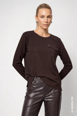 monari - Blusenshirt mit Schmuckdetails black coffee - Gr. - 36