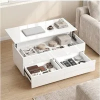 HOMCOM Couchtisch mit Hebeplatte und Schublade (Packung, 1-St., 1 Tisch), Tischplatte höhenverstellbar, Stauraum