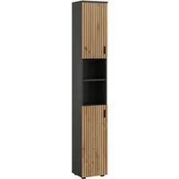 welltime Hochschrank MANI, Höhe: 192 cm, Paneeloptik, 2 offene Fächer, 2 Türen (1-St) Hochschrank, Bad-Schrank, Badezimmerschrank, Bad, Badezimmer