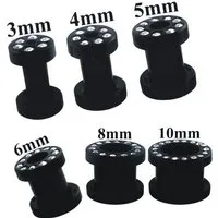 Kingka Plug-Set Flesh Tunnel Set schwarz Schraubverschluß (Set, 6-tlg., 6 Größen), Flesh Tunnel glänzend, nur wenige am Lager SALE