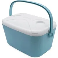 Spetebo Kühlbox Getränkehalter hellblau - 20 Liter - Thermobox manuell mit Tragegriff, 1 l, integrierten Getränkehaltern