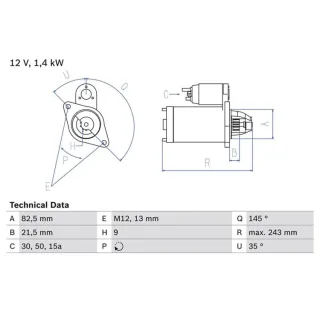 Bosch Anlasser 1,4 kW Audi VW 0986018190