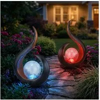 GLOBO LIGHTING LED Solarleuchte, LED-Leuchtmittel fest verbaut, Farbwechsel, 2x Skulptur Solarlampen für Außen zum stellen LED Solarleuchte
