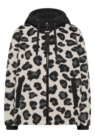 CECIL - Jacke mit Wollanteil und Leo-Muster Black - Gr. - L