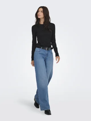 ONLY - ONLZELE L/S ROUNDNECK TOP JRS Black - Gr. - M