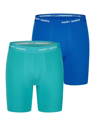 Happy Shorts Herren Retro Boxer Neon Long 2-Pack Retroshorts, Vintage Boxer,