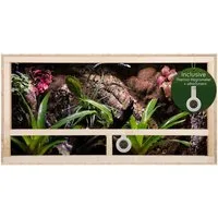 Repiterra Terrarium Holzterrarium mit Glasfront 100x50x50 cm mit Seitenbelüftung, inklusive Thermo-Hygrometer - aus unbehandeltem Holz