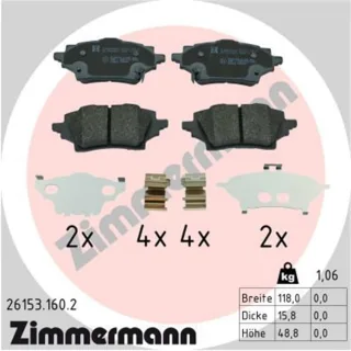 Zimmermann Bremsbel?ge hinten Mazda 2 Suzuki Swace Toyota C-Hr Corolla Yaris