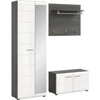 Home affaire Garderoben-Set Rumba, 3-teilig, Breite 155 cm, Hochglanz Front, bestehend aus:, (3-St), Garderobenschrank, Sitzbank, Garderobenpaneel