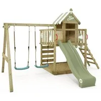 Wickey Spielturm Smart Candy – Kletterturm mit Rutsche, Kletterwand & Schaukel, Hochwertiges Stelzenhaus mit langer Haltbarkeit & 10 Jahren Garantie*