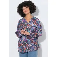 Angel of Style Longbluse Bluse A-Linie Struktur Blümchen-Muster Langarm