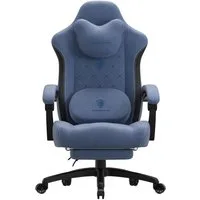 Dowinx Gaming-Stuhl Bürostuhl mit Beheizter Massage Lendenwirbelstütze (Packung), Gamer Stuhl Stoff mit Tasche Frühling Kissen und Fußstütze