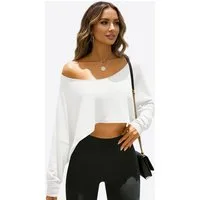 Imily Bela T-Shirt Damen Schulterfrei Kurzbluse (Packung, 1-tlg., 1per-Pack) Fledermausärmel