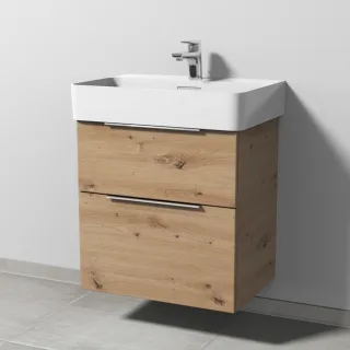 Sanipa 3way Waschtischunterbau zu Laufen VAL Waschtisch mit 2 Auszügen, Eiche Natural-Touch UM82185
