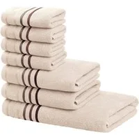 OTTO home Handtuch Set Niki, Duschtuch, Handtücher und Gästetücher, Walkfrottee (Set, 7-St), Handtücher mit mehrfarbiger Streifenbordüre, weich, aus 100% Baumwolle