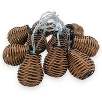 Spetebo LED-Lichterkette LED Rattan Lichterkette warm weiß - 10 LED / 180 cm, 10-flammig, Batterie betriebene Deko Lichterkette warm weiß für Innen