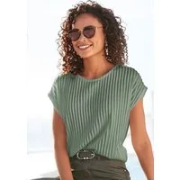LASCANA Kurzarmshirt mit Biesenstruktur, bügelfreies T-Shirt aus moderner Strukturware