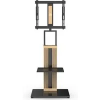 FITUEYES TV-Ständer TV-Standfuß mit verstellbarer Ablage, 32-65 Zoll, (bis 65,00 Zoll, höhenverstellbar, schwenkbar ±30°, aus Buchenholz)