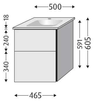 Sanipa Waschtischunterbau mit Auszügen 3way (BP330) 591x465x401 Kaschmir-Matt, BP3301U BP3301U