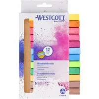 WESTCOTT Malkreide Kreide 12 Stück Bunt, Tafelkreide 1,2cm ⌀ x 8,5cm Kreidestifte, (1-tlg), staubarm & leicht abwischbar