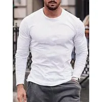 RMK Langarmshirt Herren Longsleeve Rundhals Einfarbig Basic aus Baumwolle