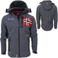Geographical Norway Softshelljacke Herren Softshell Freizeitjacke Sport Outdoor Wander Trekking Jacke in Unifarbe, mit Kapuze, mit abnehmbarer Kapuze, mit Stehkragen