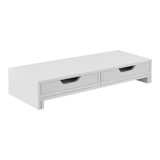 [en.casa] Monitorständer, Weiß, Holzwerkstoff, 2 Schubladen, 60x11x22 cm, Arbeitszimmer, Schreibtische, Bürotische