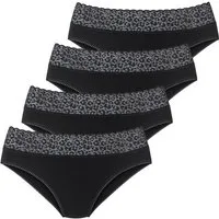 LASCANA Jazz-Pants Slips (4er Pack) aus elastischer Baumwolle mit Leo-Spitze am Bund