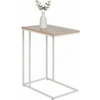relaxdays Beistelltisch in C-Form (1-St), Weiss-braun