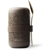 MAMEIDO Thermobehälter, Edelstahl, Kunststoff, Silikon, auslaufsicher mit Deckel und Gabel-Löffel-Besteck in 500 ml & 800 ml