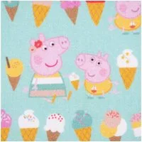 SCHÖNER LEBEN. Stoff Baumwollstoff Meterware Popeline Peppa Wutz mint rosa braun gelb, allergikergeeignet